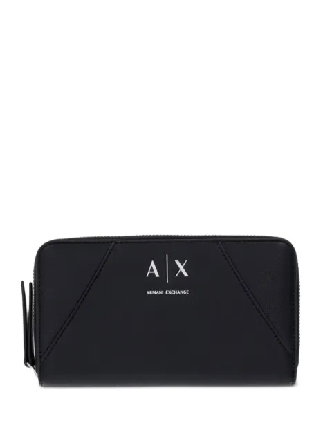 Armani Exchange logo-print zip-around wallet