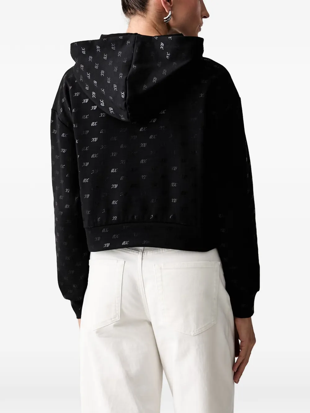 Armani Exchange Hoodie met monogram-print Zwart