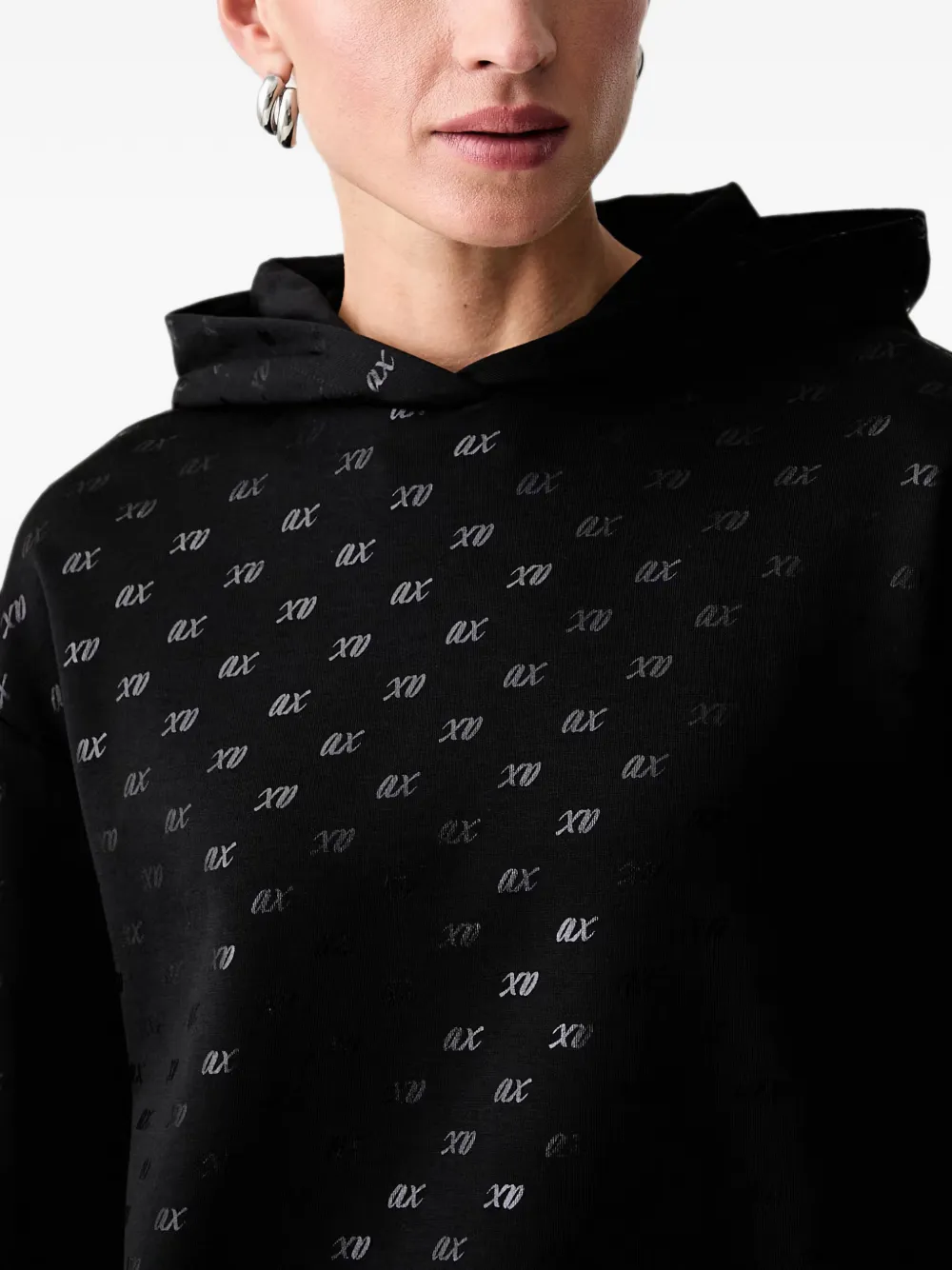 Armani Exchange Hoodie met monogram-print Zwart