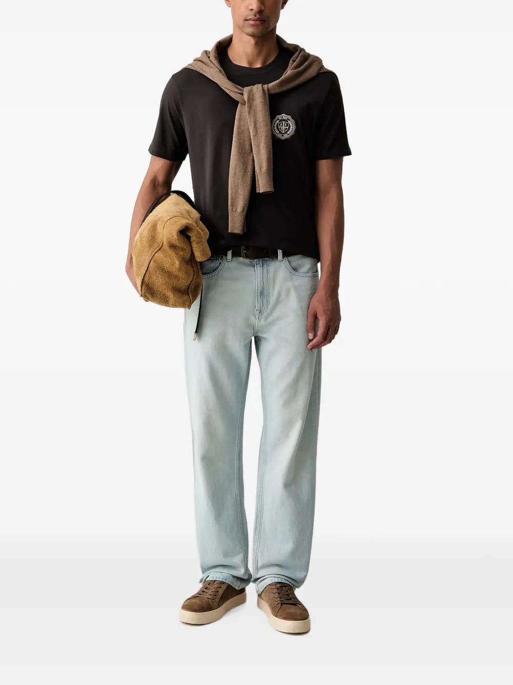 Armani Exchange T-shirt met logopatch Bruin