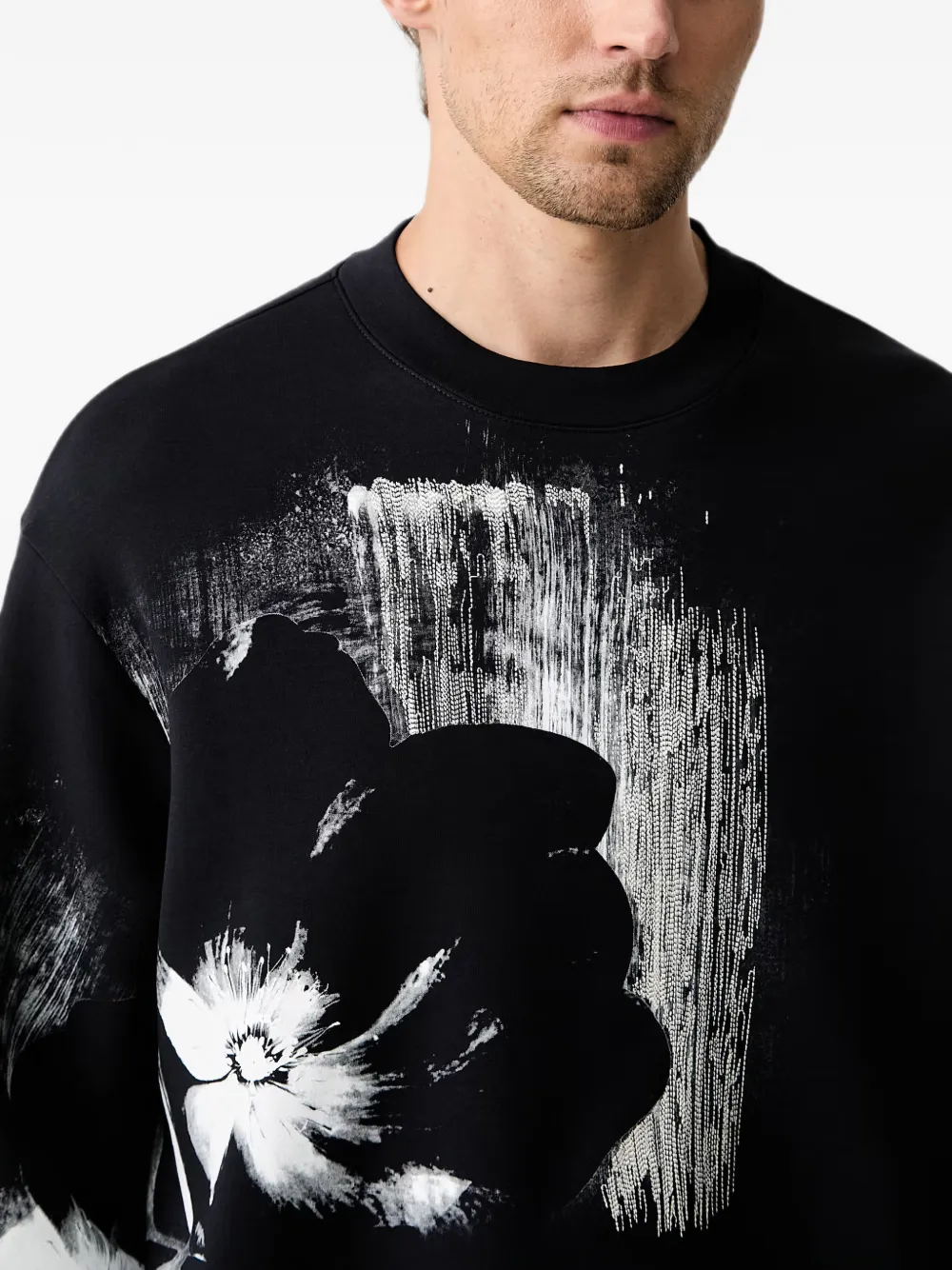 Armani Exchange Sweater met bloemenprint en ronde hals Blauw