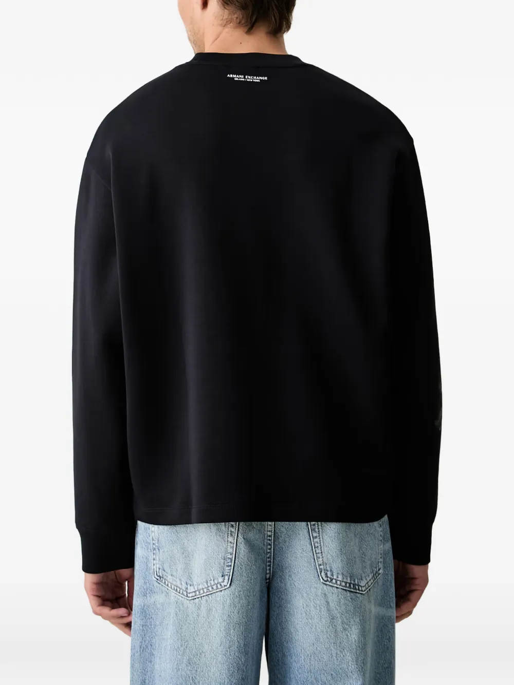 Armani Exchange Sweater met bloemenprint en ronde hals Blauw