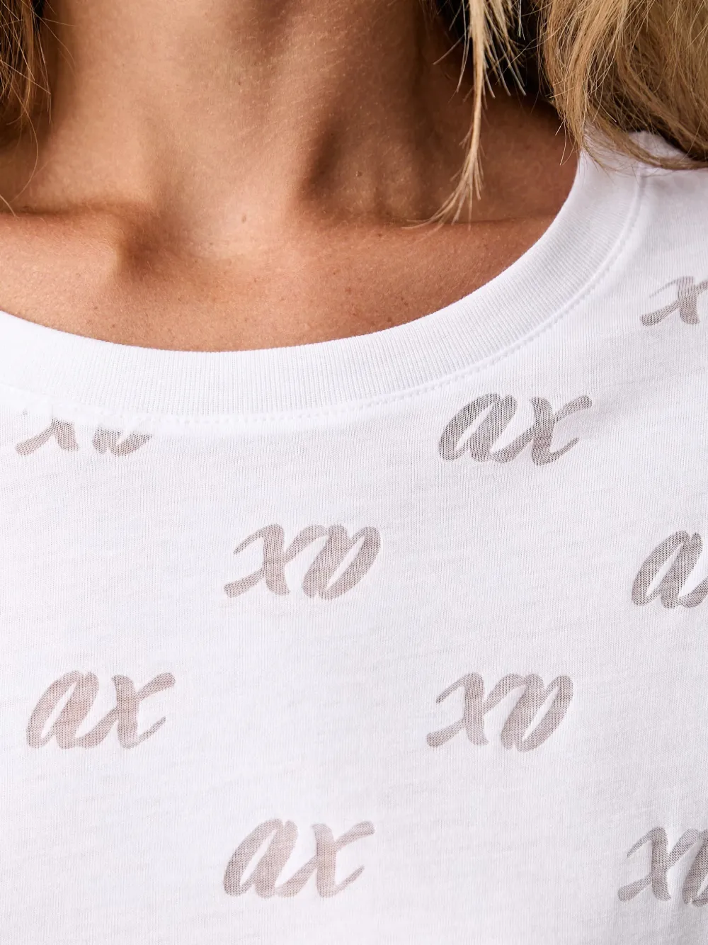 Armani Exchange T-shirt met logoprint met ronde hals Wit
