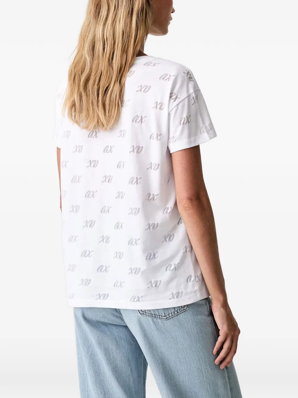 Armani Exchange T-shirt met logoprint met ronde hals Wit