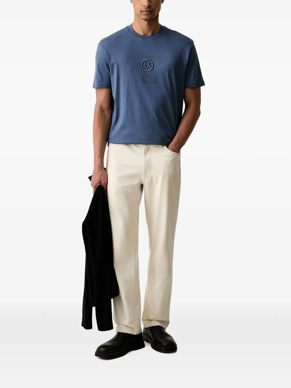 Armani Exchange T-shirt met geborduurd logo Blauw