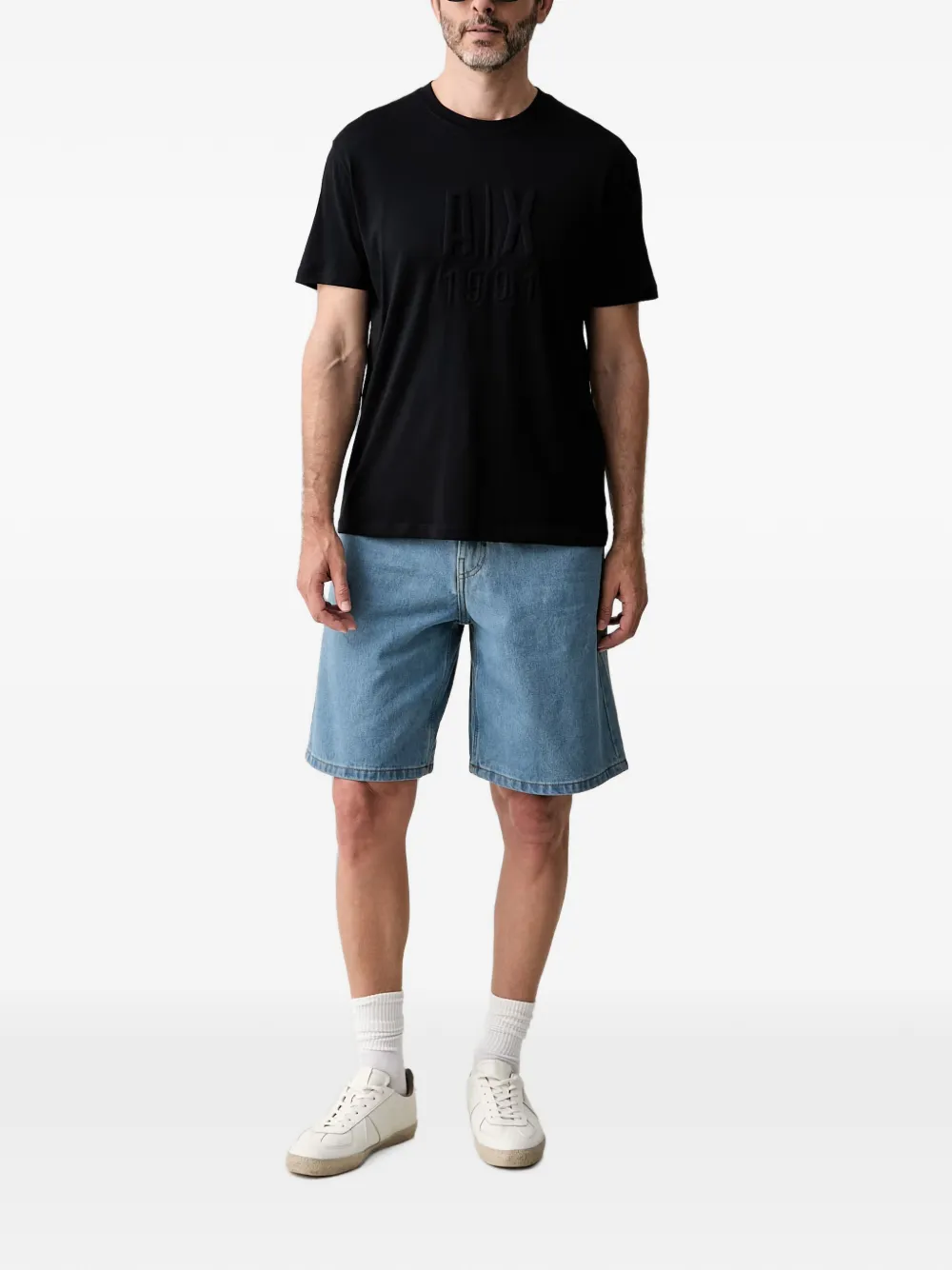 Armani Exchange T-shirt met logo-reliëf Blauw