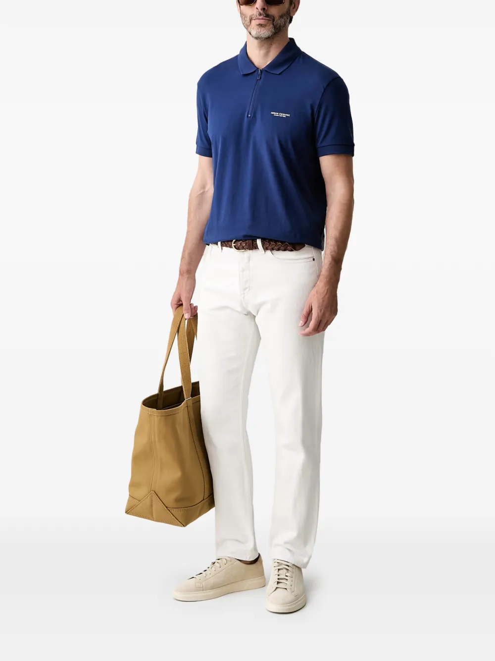 Armani Exchange Poloshirt met rits Blauw