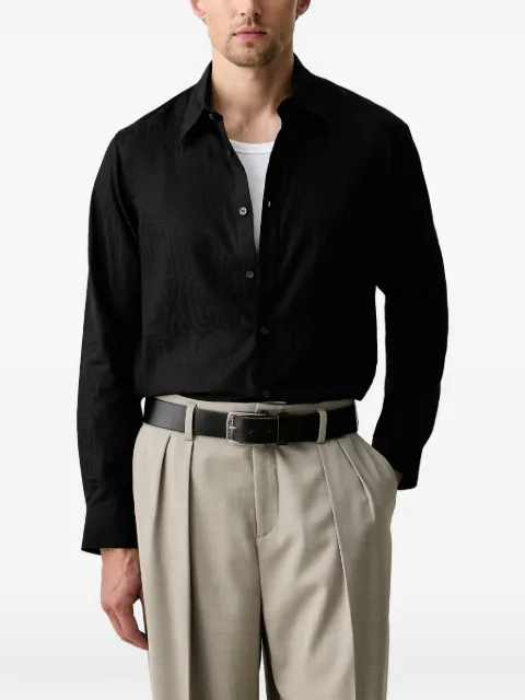 Armani Exchange camisa con logo en jacquard de manga larga