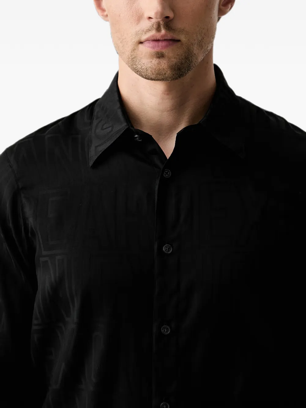 Armani Exchange Overhemd met logo-jacquard Zwart