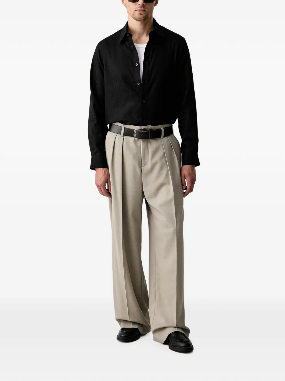 Armani Exchange Overhemd met logo-jacquard Zwart