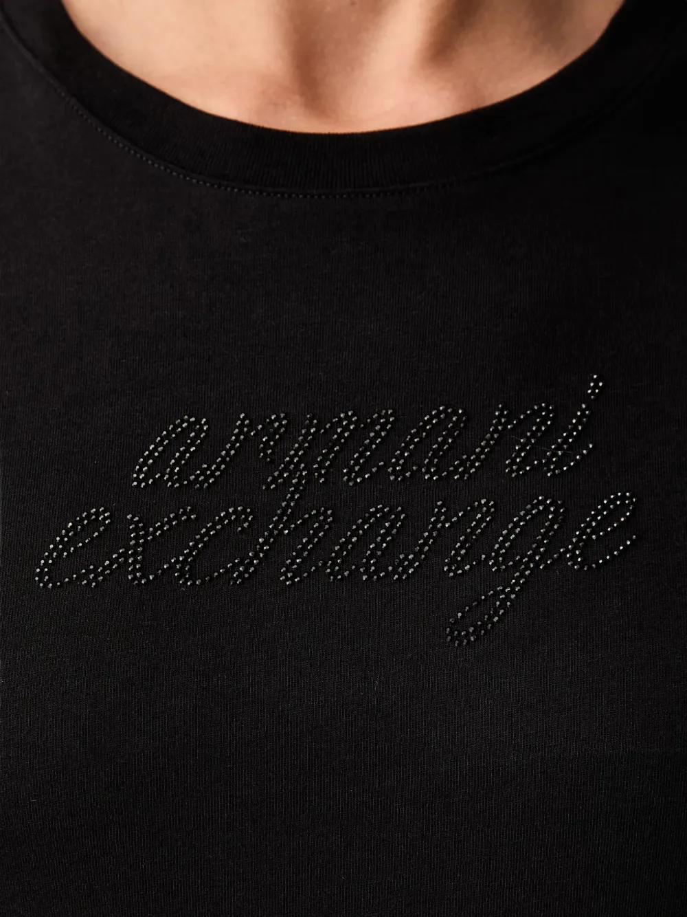 Armani Exchange T-shirt met logo van stras Zwart