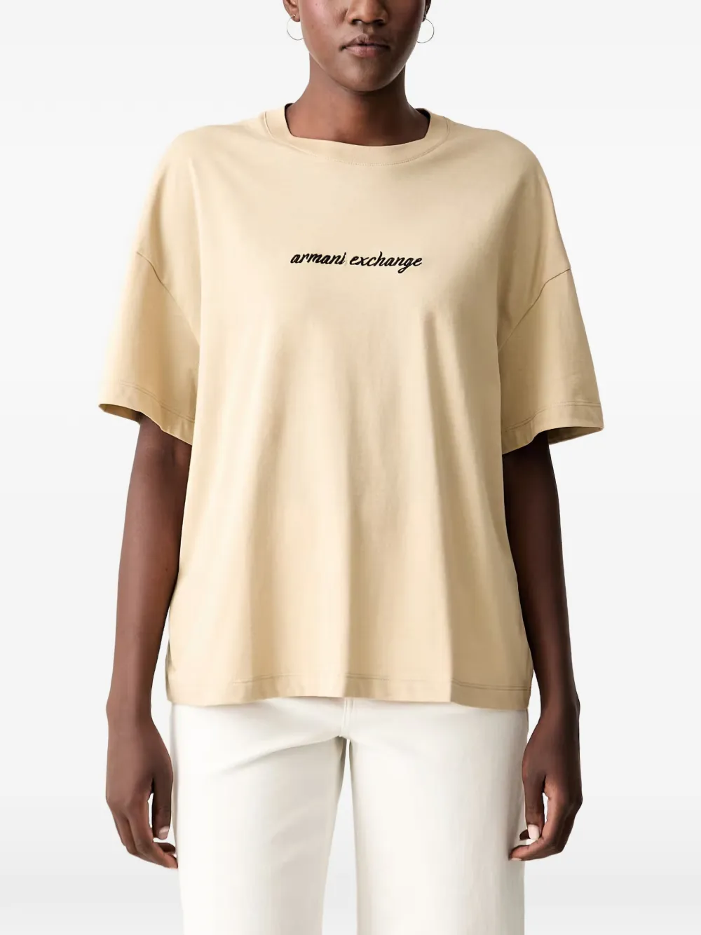 Armani Exchange logo-embroidered T-shirt - Nude