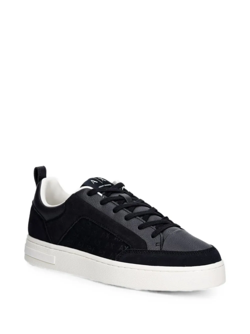 Armani Exchange Suède sneakers met logopatroon Blauw