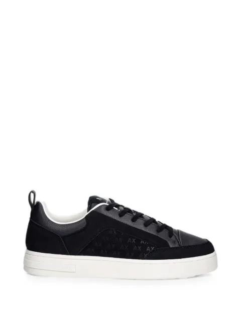 Armani Exchange logo-pattern suede sneakers