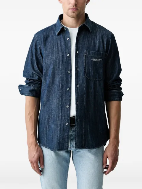 Armani Exchange camisa con logo bordado y bolsillo en el pecho