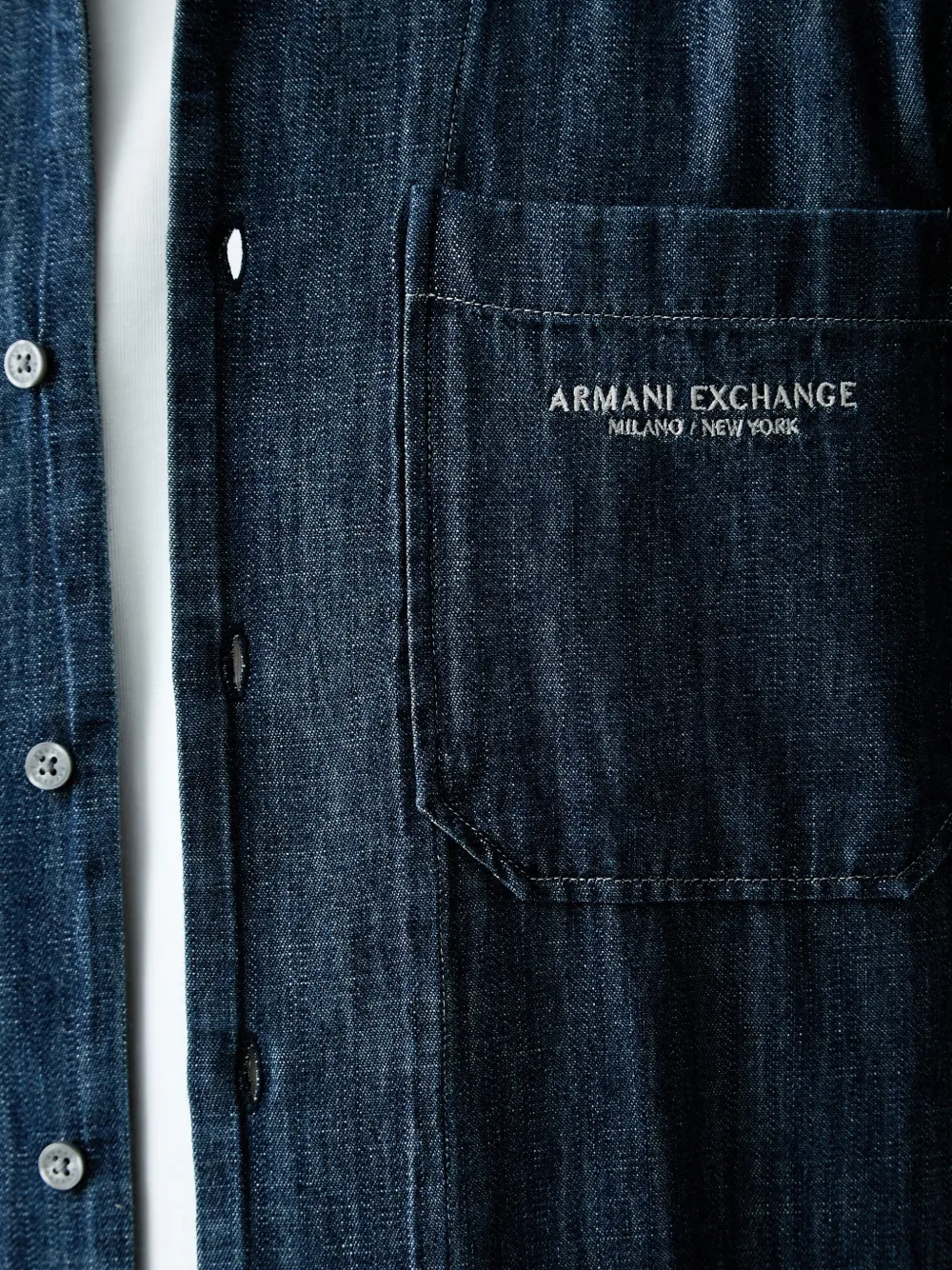 Armani Exchange Overhemd met geborduurd logo Blauw