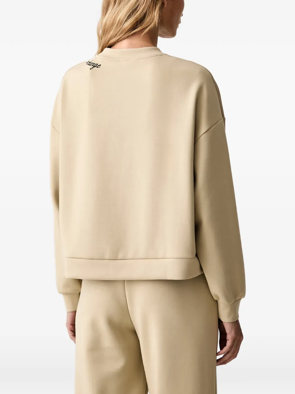 Armani Exchange Trui met geborduurd logo en verlaagde schouders Beige