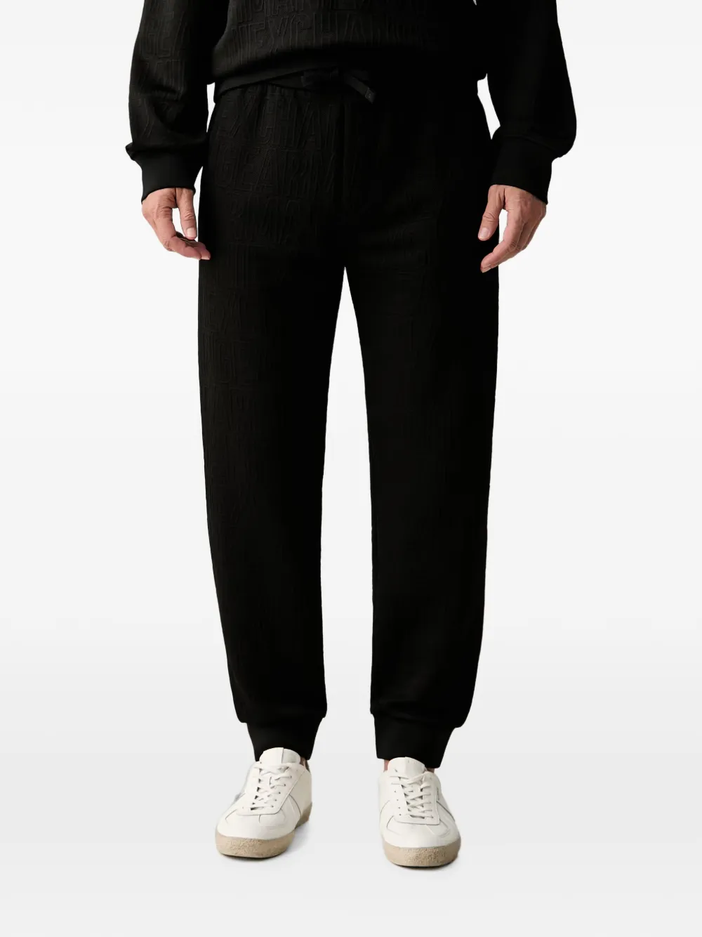 Armani Exchange logo-jacquard drawstring track pants - Nero
