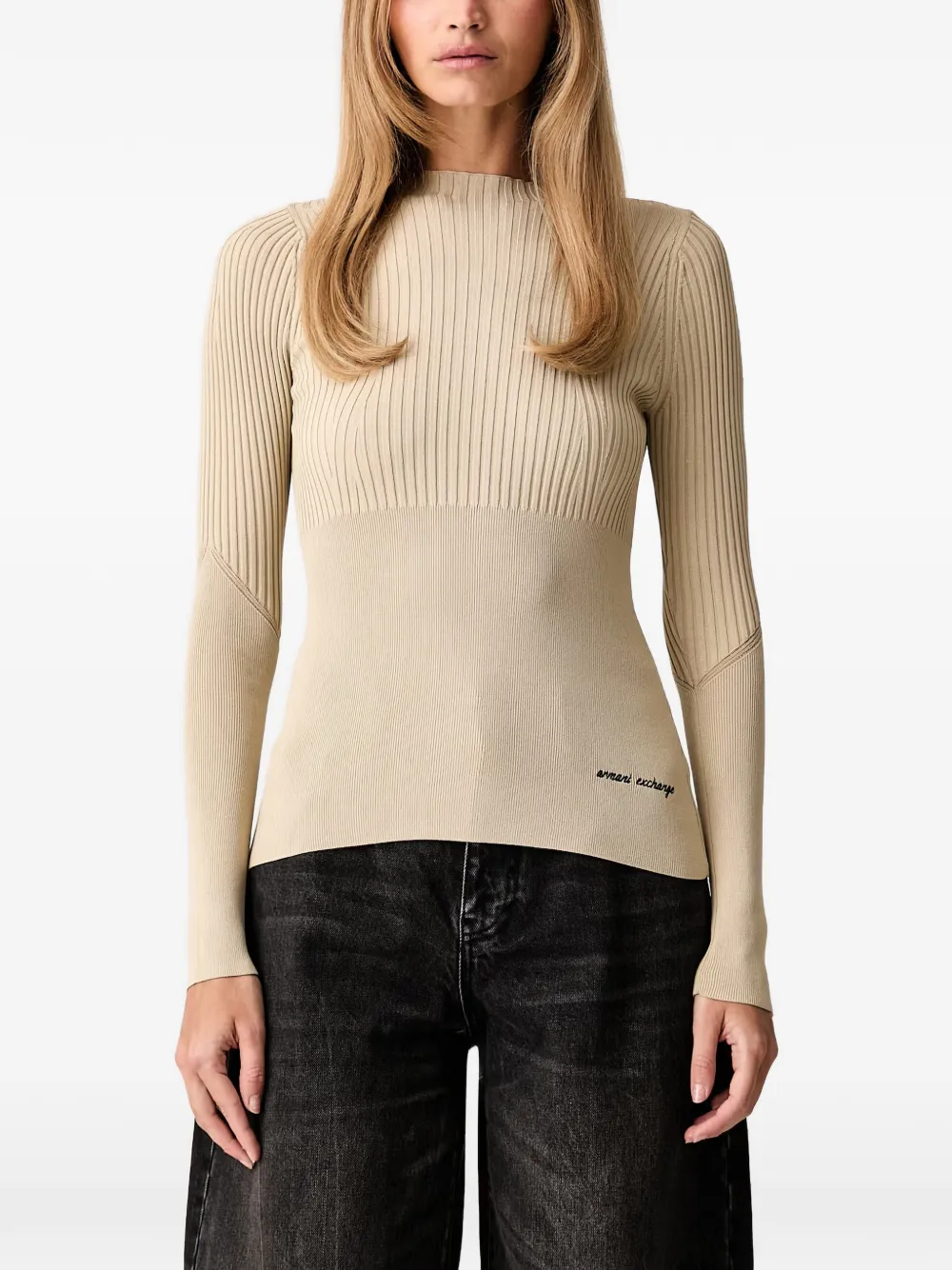 Armani Exchange ribbed logo-embroidered sweater - Toni neutri