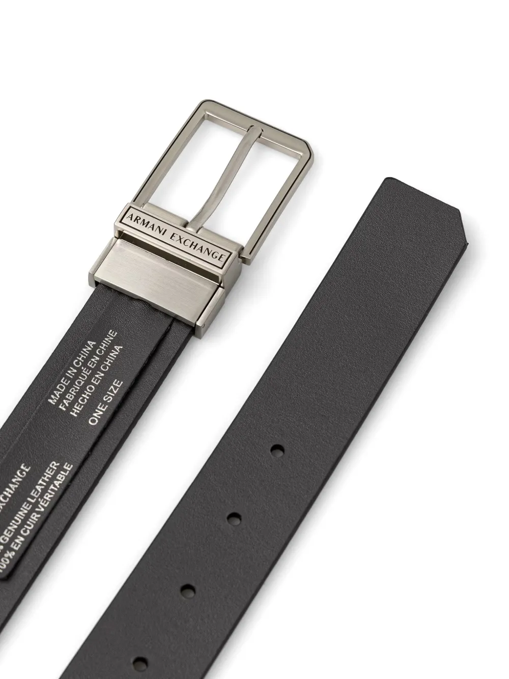 Armani Exchange Omkeerbare leren riem Zwart