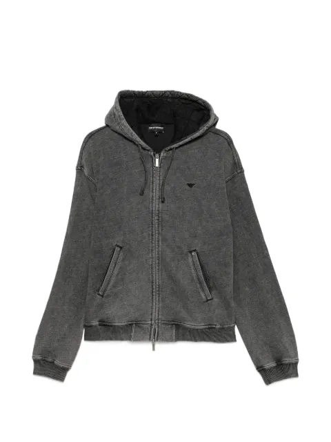 Emporio Armani faded-effect logo-patch hoodie