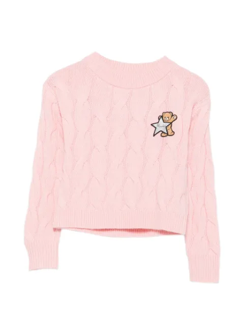 Moschino Kids Teddy Bear cable-knit sweater