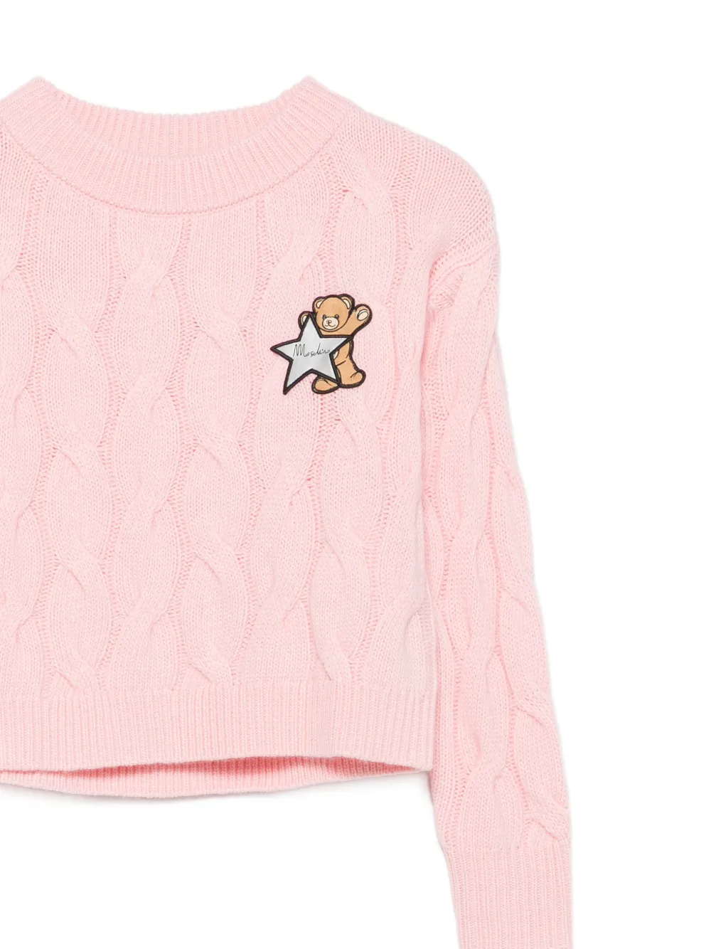 Moschino Kids Teddy Bear kabelgebreide trui Roze