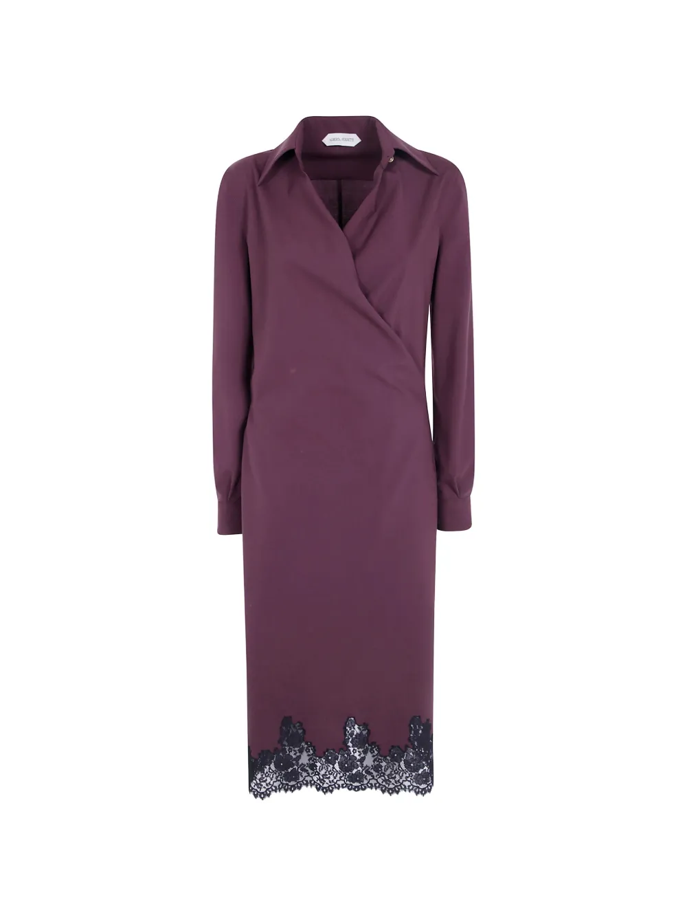 Alberta Ferretti lace-trim wrap midi dress Rood