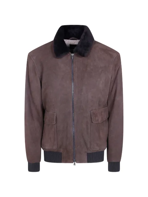 Barba Boston shearling-collar calf suede jacket