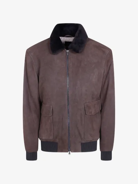 Barba Boston shearling-collar calf suede jacket