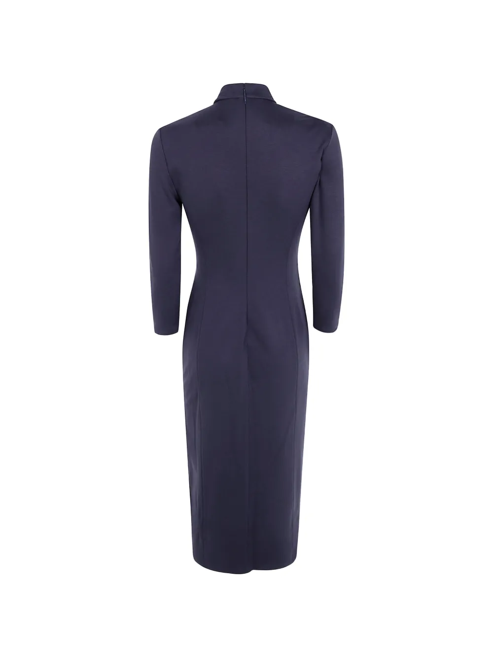 Giorgio Armani Gesmockte midi-jurk met geknoopte hals Zwart