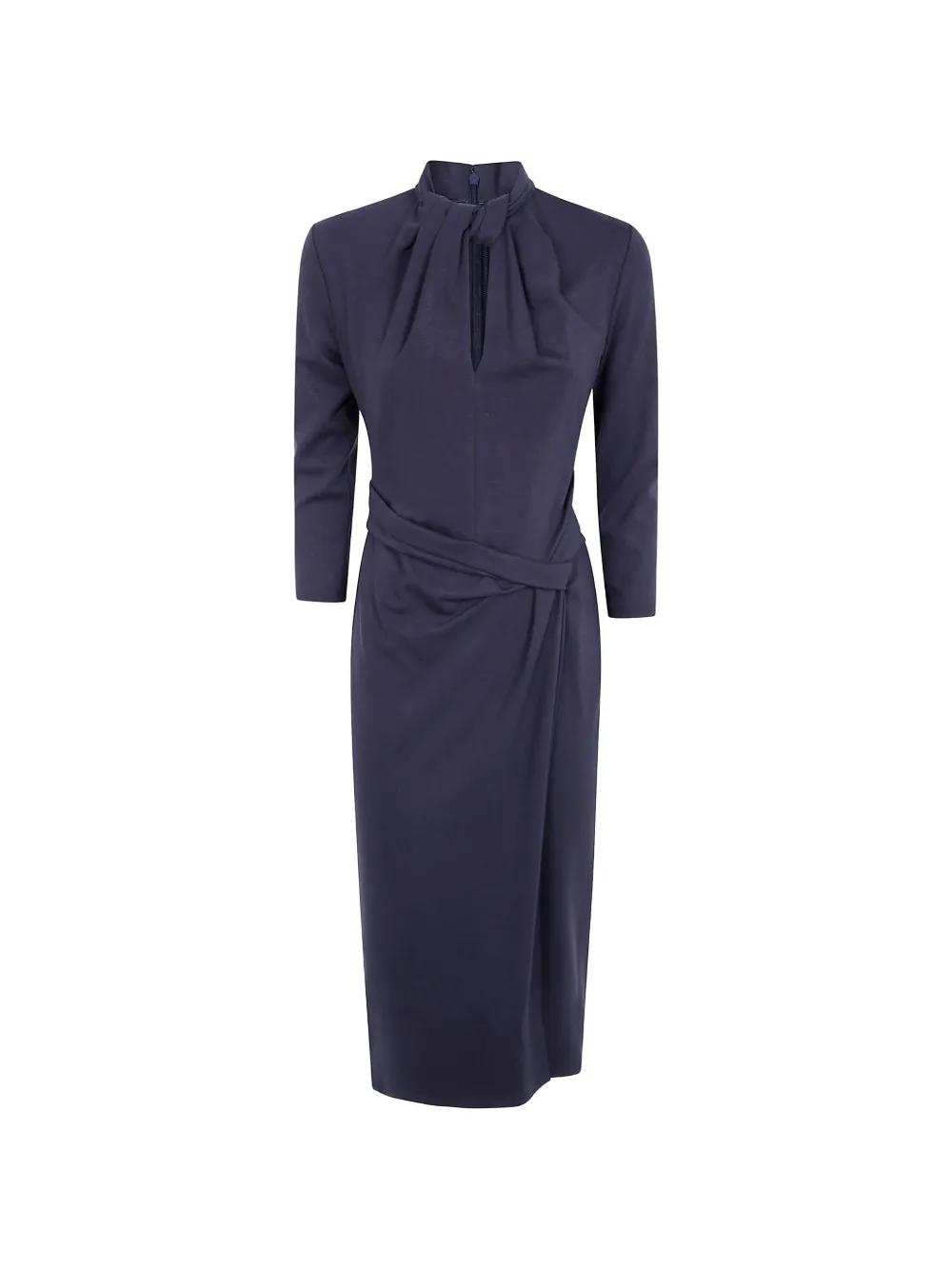 Giorgio Armani gathered knotted-neck midi dress - Nero