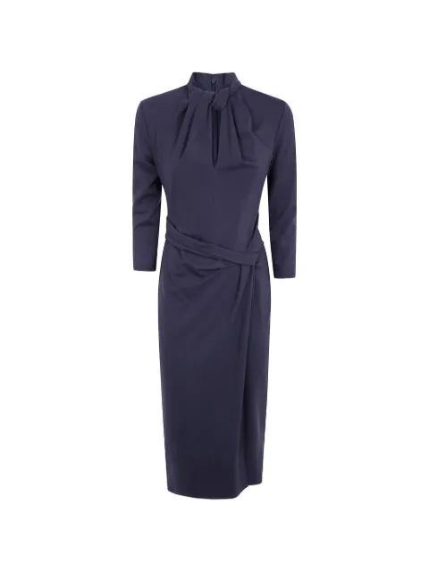Giorgio Armani vestido midi fruncido con cuello de nudo