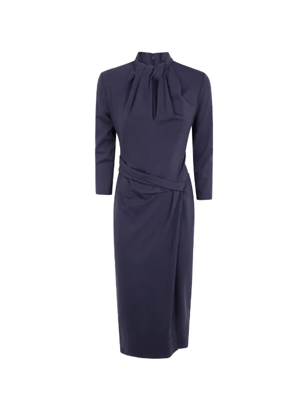Giorgio Armani Gathered Knotted-neck Midi Dress in Black