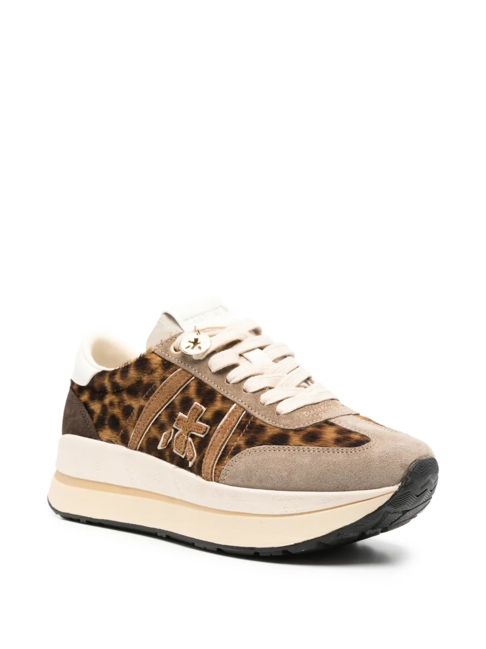 Premiata Bethcoin sneakers met luipaardprint Beige