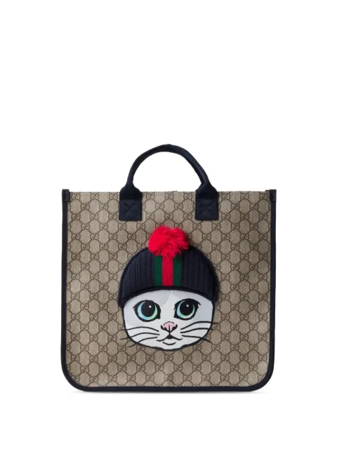 Gucci Kids GG Supreme cat-patch tote bag