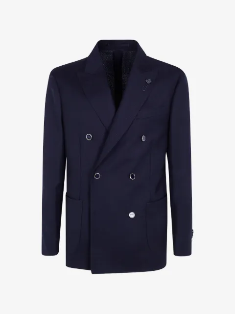 Lardini blazer con doble botonadura y pin floral