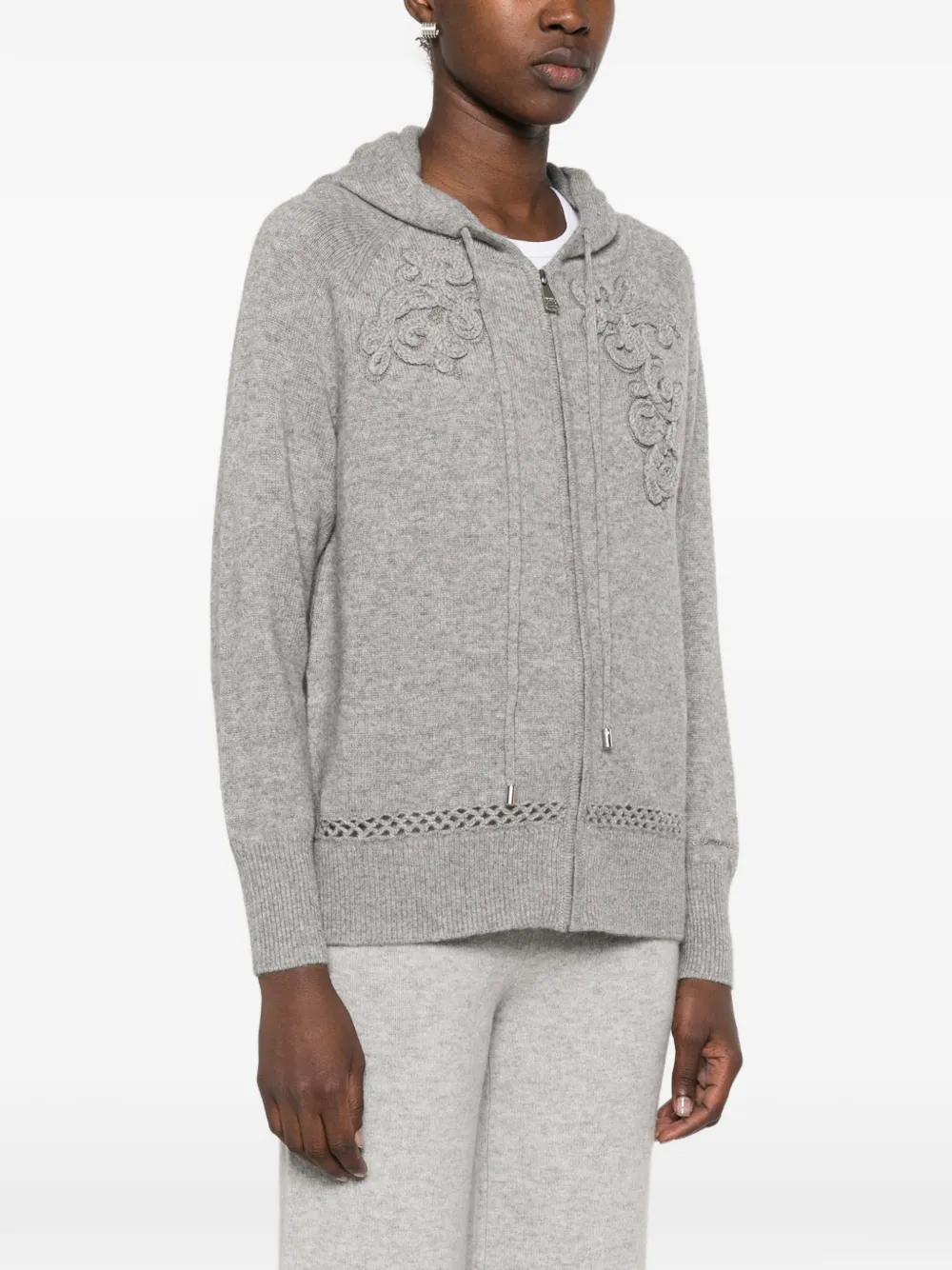 Ermanno Scervino Hoodie met borduurwerk Grijs