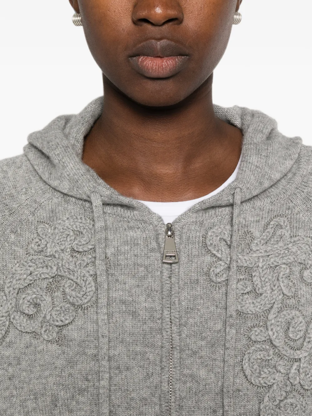 Ermanno Scervino Hoodie met borduurwerk Grijs