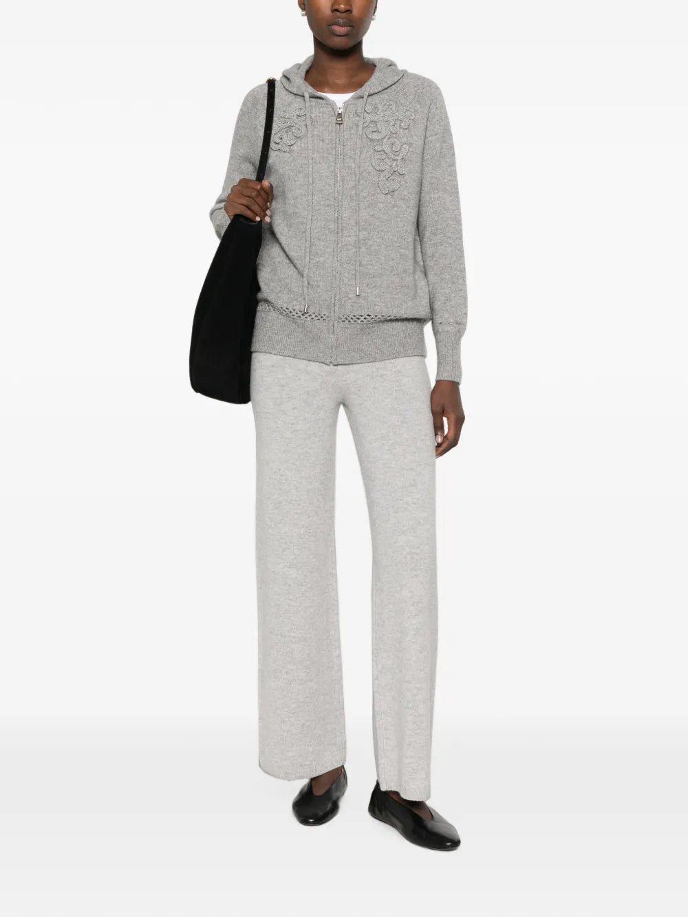 Ermanno Scervino Hoodie met borduurwerk Grijs
