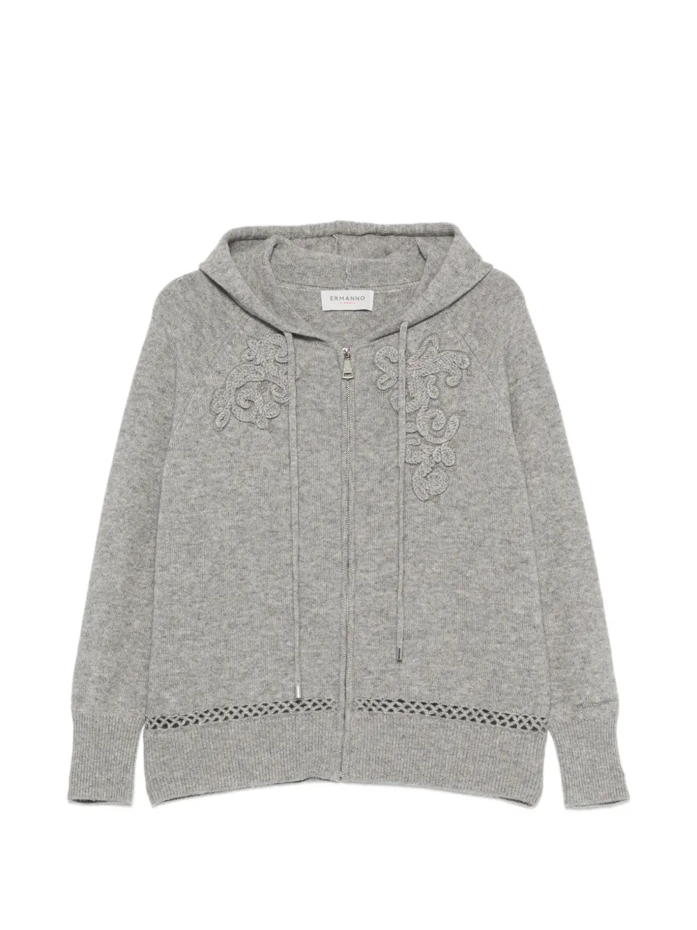 ERMANNO FIRENZE embroidered zip-up hoodie - Grau