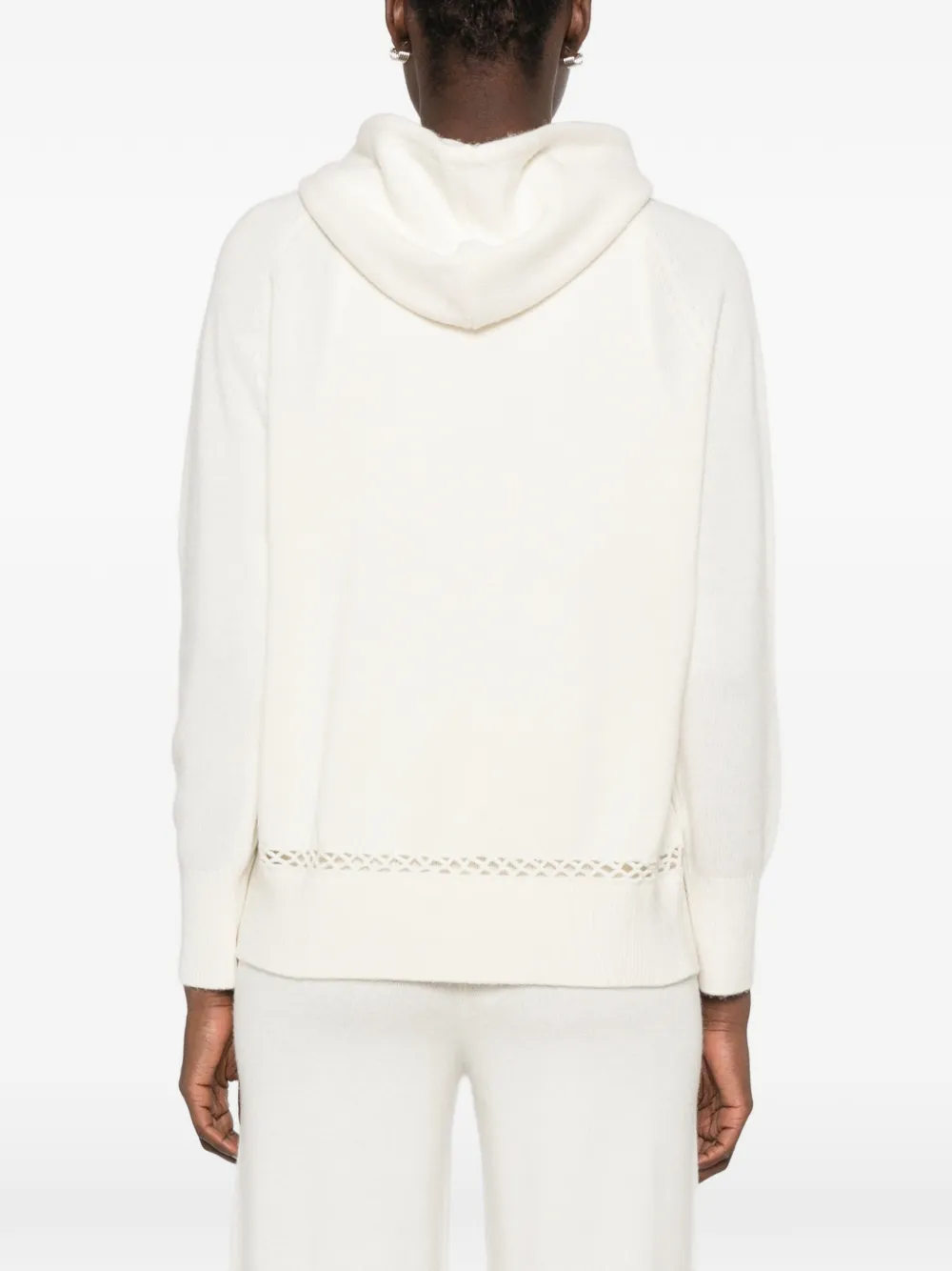 ERMANNO FIRENZE Opengebreide hoodie met geborduurde bloemen Beige