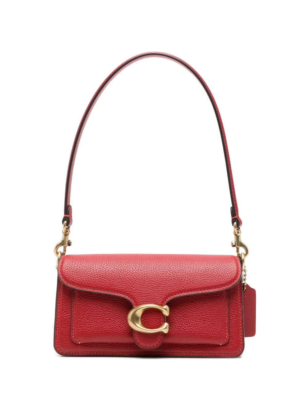 Coach logo-plaque pebbled-leather shoulder bag - Rot