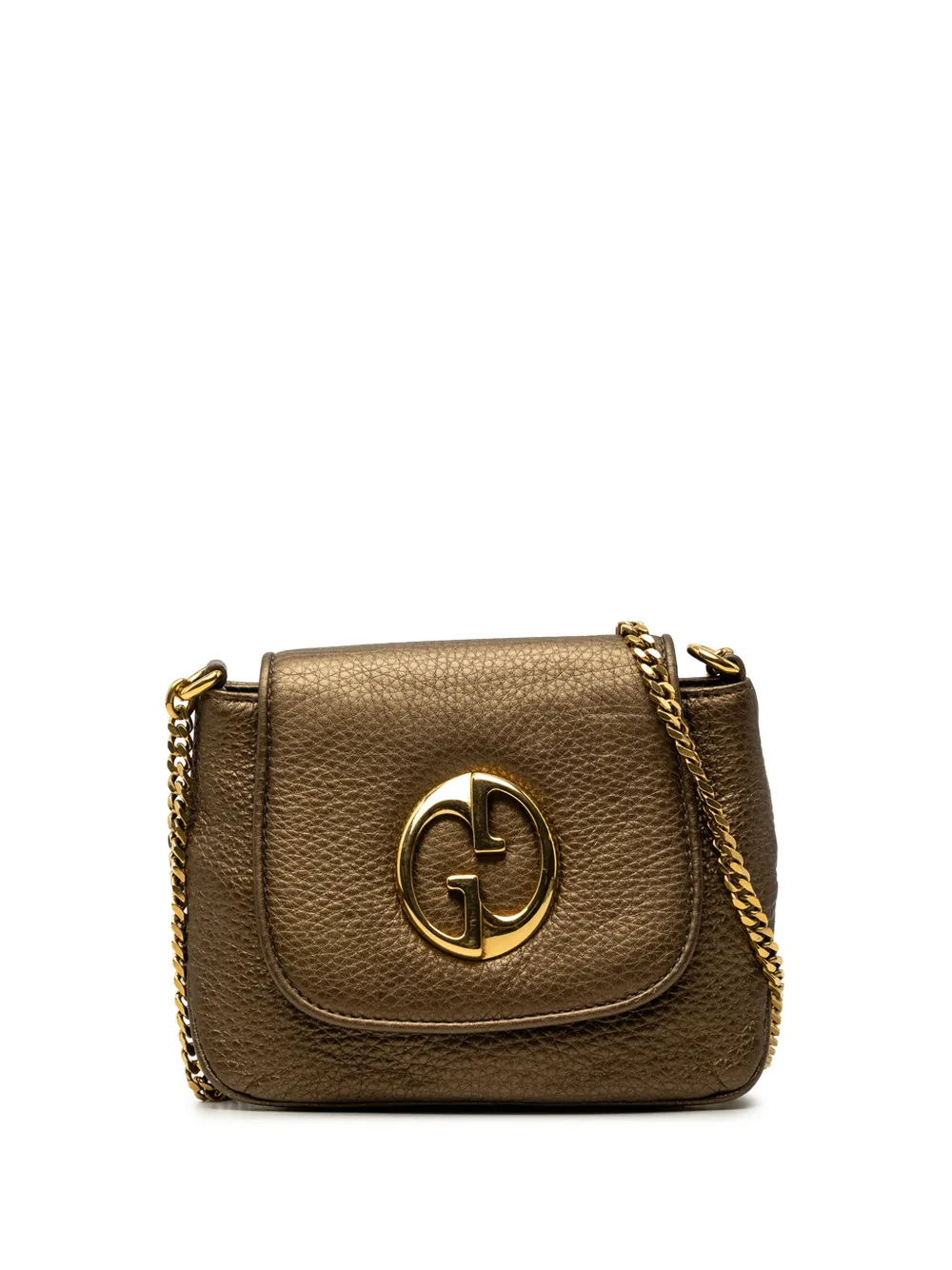 Gucci Pre-Owned 2000-2015 Small Metallic Pebbled Calfskin 1973 Chain crossbody bag - Oro