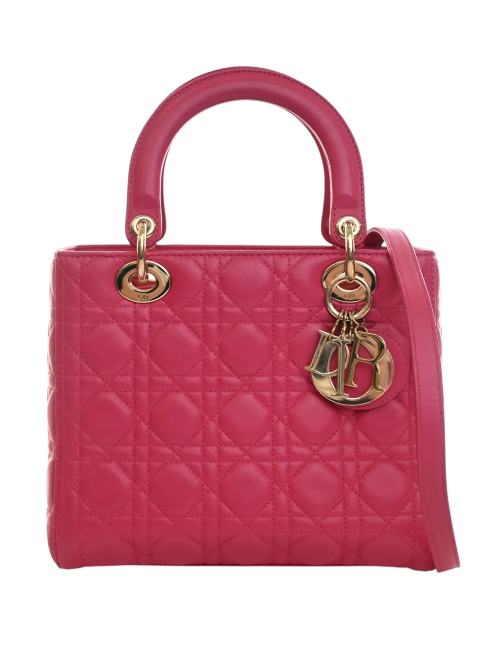 Christian Dior Pre-Owned 2014 Medium Lambskin Cannage Lady Dior satchel - Rosa