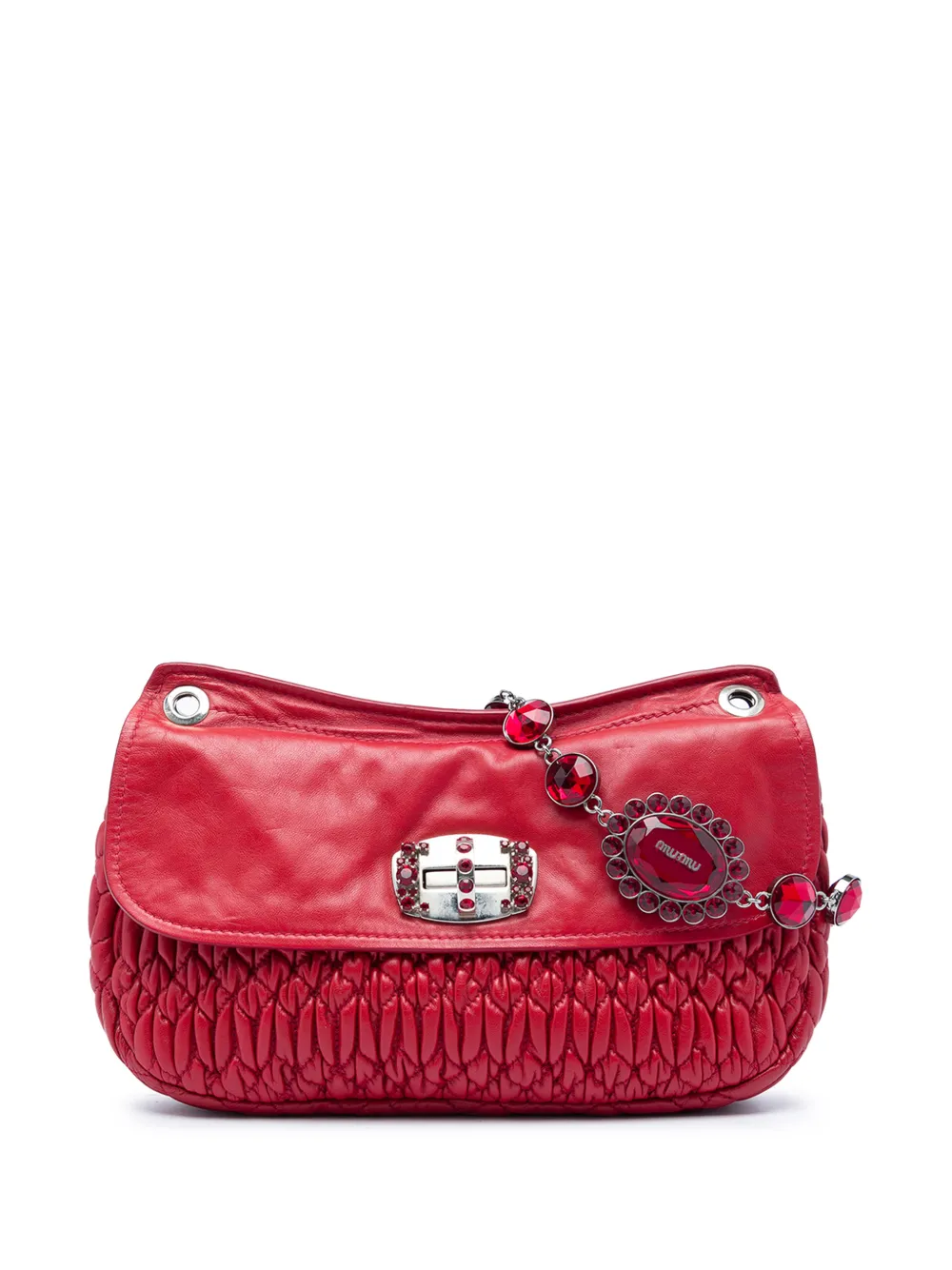 Miu Miu Pre-Owned 2010-2026 Matelasse Nappa Crystal Chain crossbody bag - Rot
