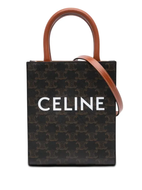 Celine Pre-Owned 2023 Mini Triomphe Coated Canvas Vertical Cabas satchel