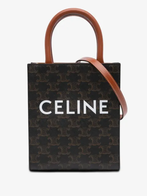 Celine Pre-Owned 2023 Mini Triomphe Coated Canvas Vertical Cabas satchel