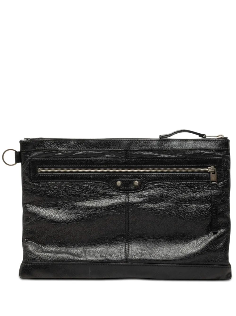 Balenciaga Pre-Owned 2015 Lambskin Motocross Classic Clip L clutch bag - Nero