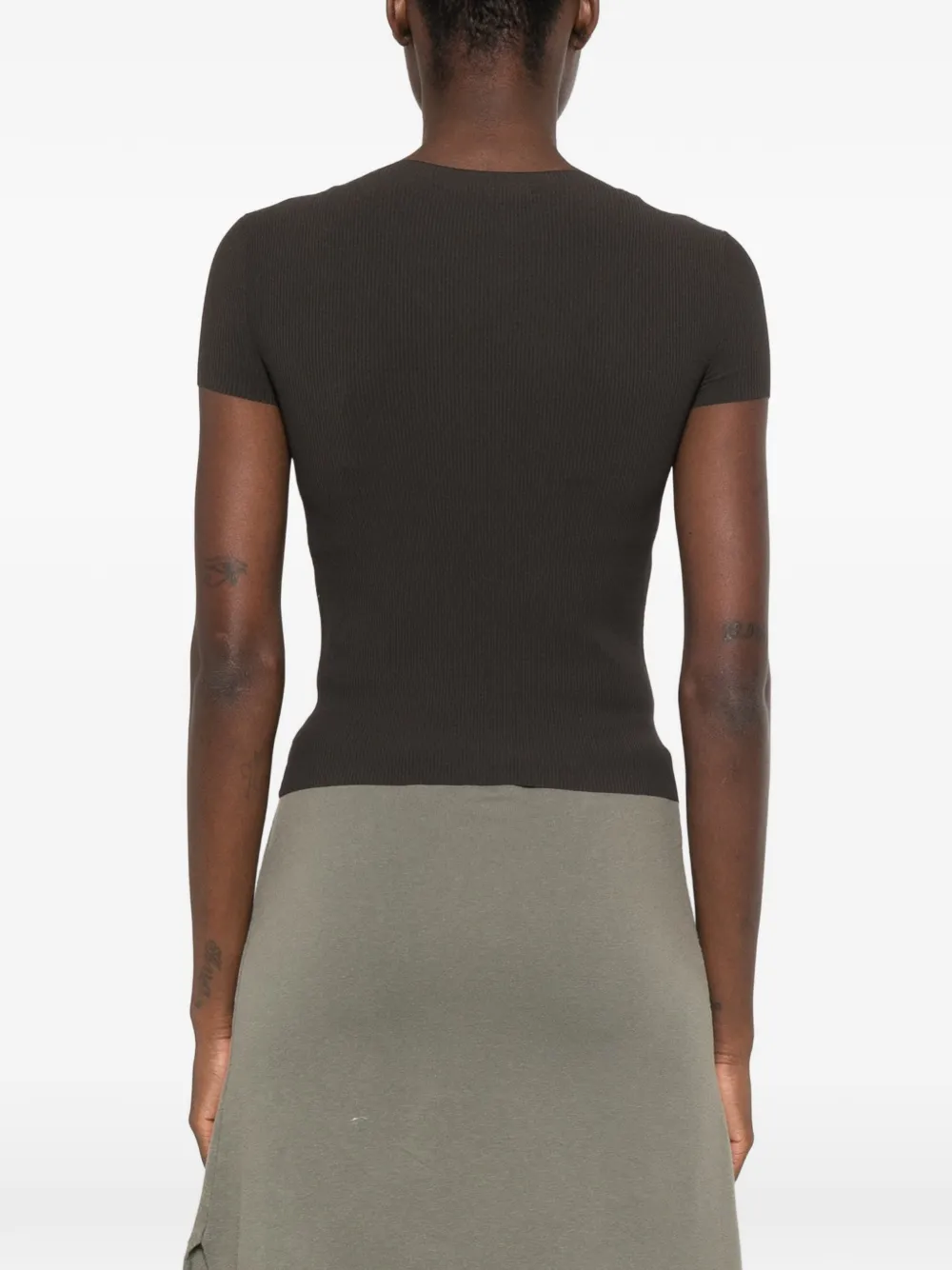 Alexander Wang Ribgebreid T-shirt met logoprint Bruin